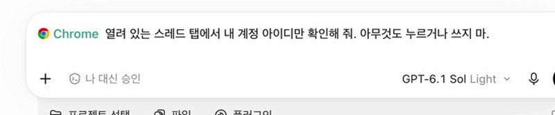 입력창 앞에 Chrome을 붙이고 지시문을 넣은 모습